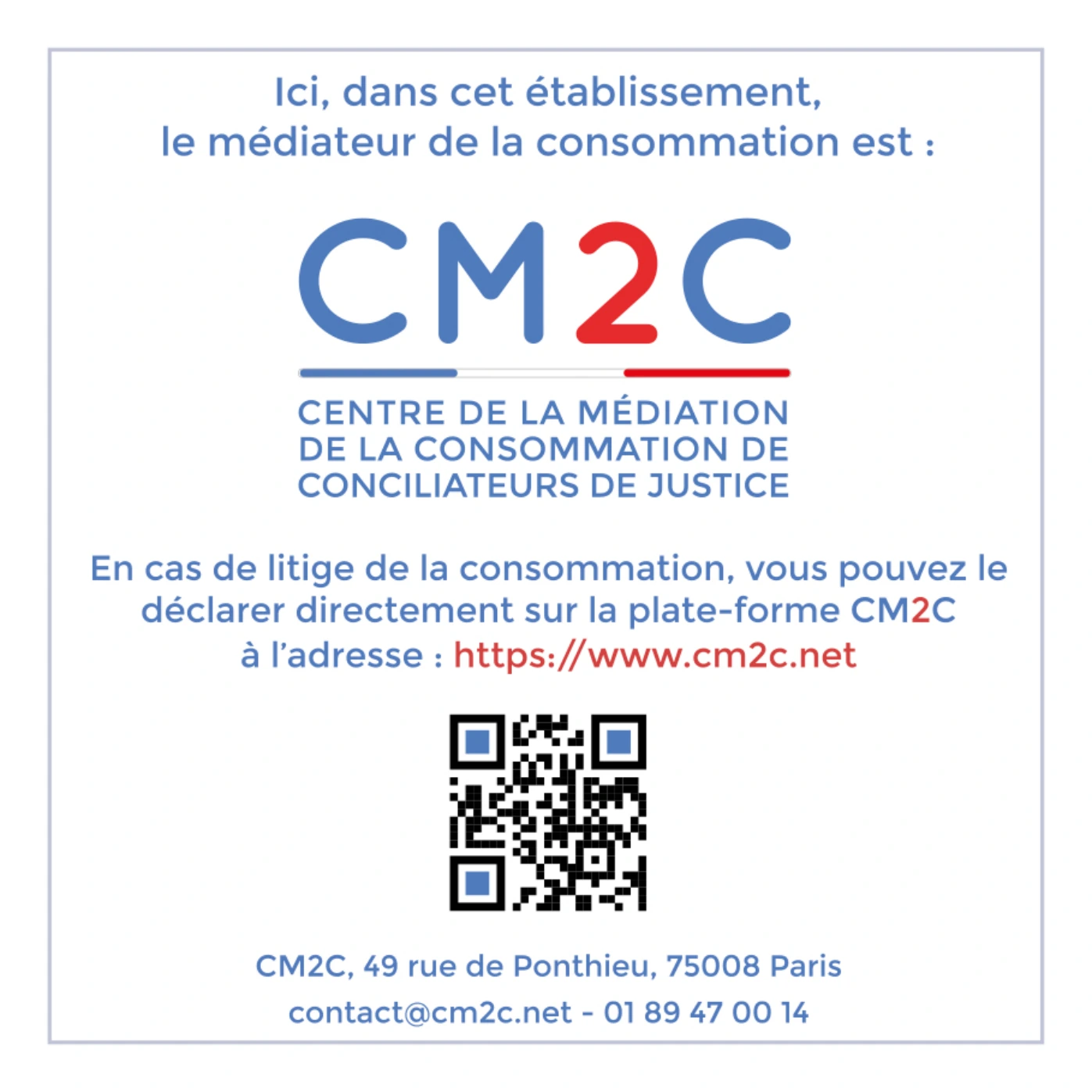 Affiche CM2C : médiation de la consommation